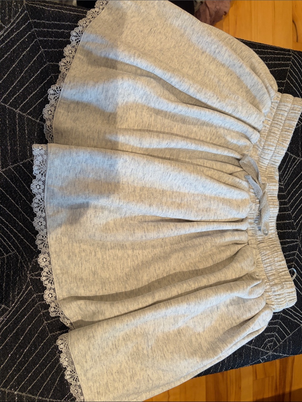 Women’s Light Gray Lace-Trim Circle Skort